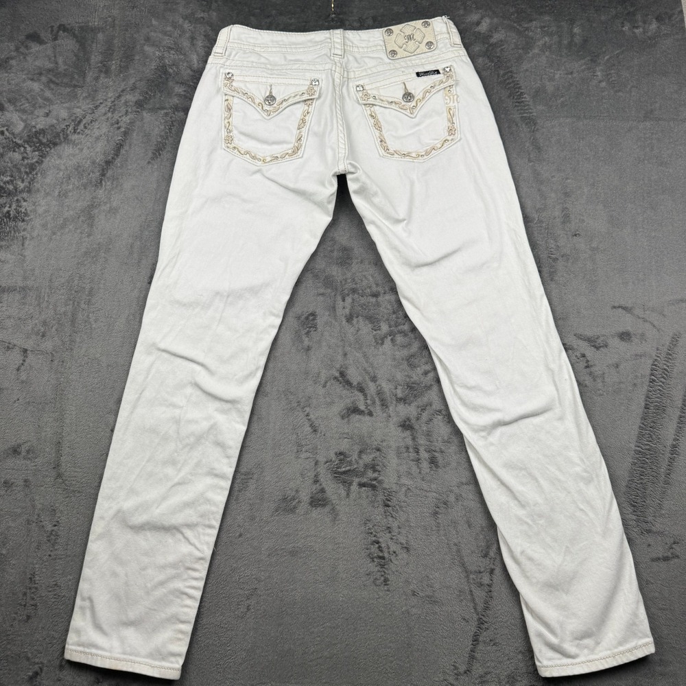 Miss Me Skinny Jeans Womens 30 White Embellished Y2K Signature Rise Excellent